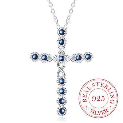 New Arrival Fashion Cross Necklace Accessories True 100% 925 Sterling Silver Crystal CZ Pendants Necklace for Women Fine Jewelry